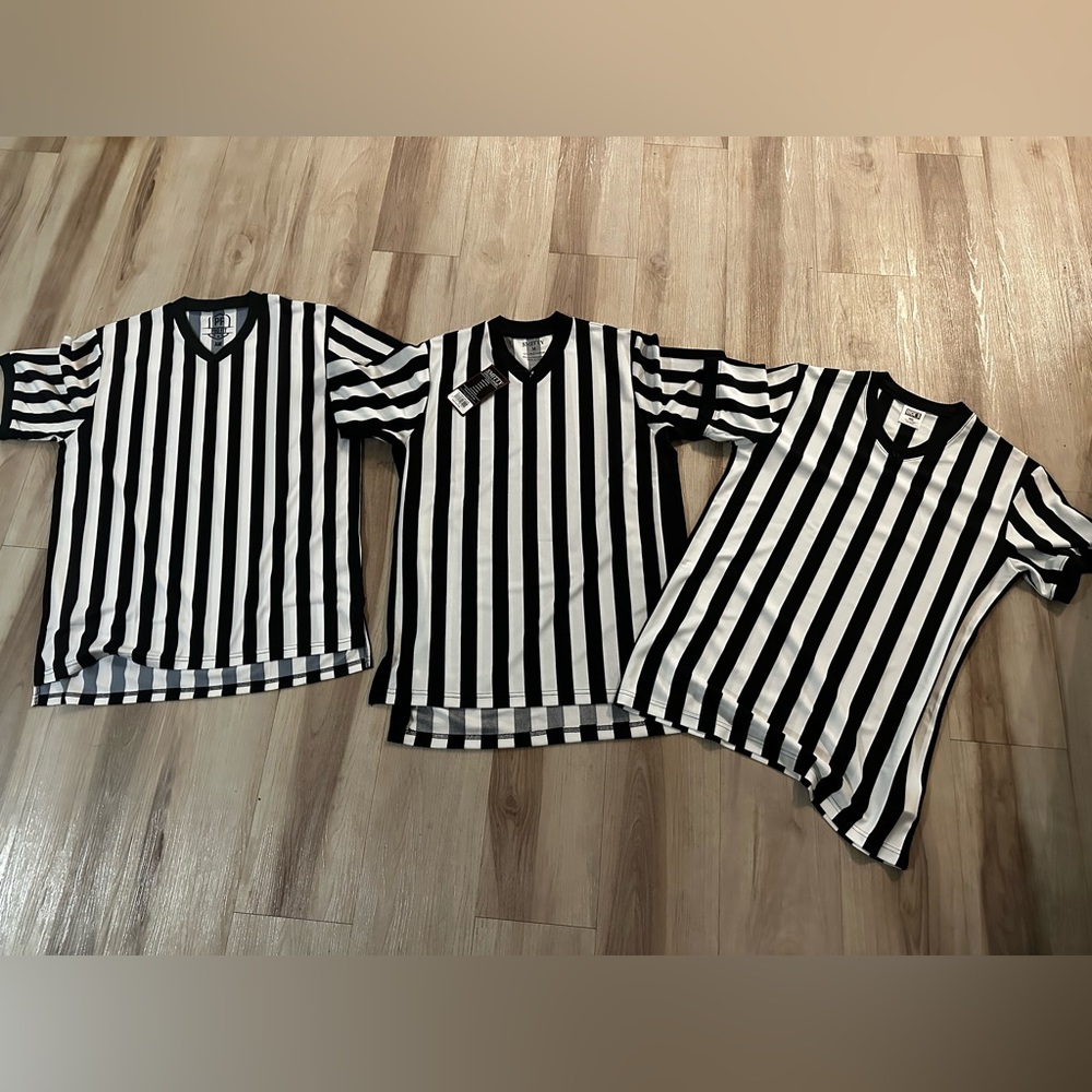 Bundle of 3 Men’s Referee Striped Shirts - M